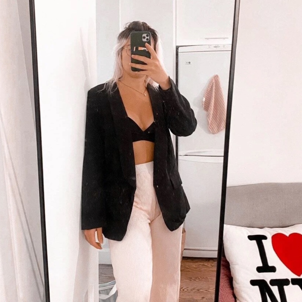Black Blazer Jacket Shawl Collar Long Sleeve - Picture 13 of 13